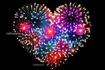 Heart Shaped Colorful Fireworks