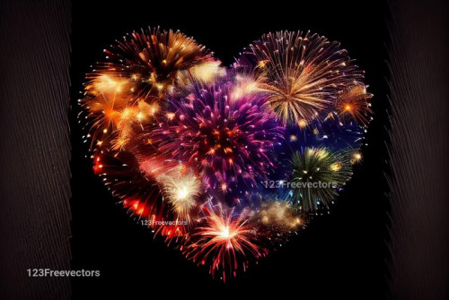 Heart Shaped Colorful Fireworks