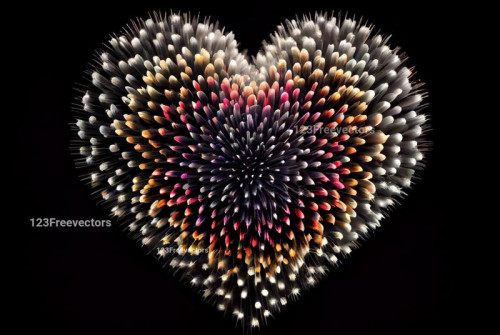 Heart Shaped Colorful Fireworks