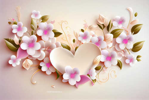 Valentines Day Background with Floral Heart
