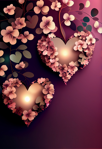 Valentines Day Background with Floral Heart