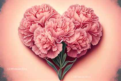 Carnation Flowers Valentines Heart Love Background
