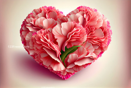 Carnation Flowers Valentines Heart Love Background