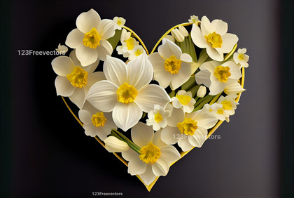 Daffodil Flowers Valentines Heart Love Background