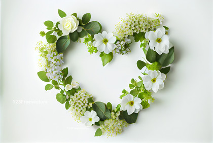 Flower Heart Shape White Background Isolated with Copy Space