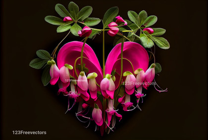 Fuchsia Flowers Valentines Heart Love Background
