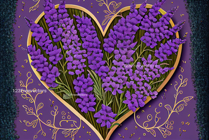 Lavender Flowers Valentines Heart Love Background