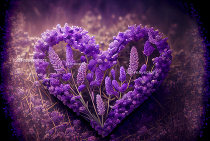 Lavender Flowers Valentines Heart Love Background