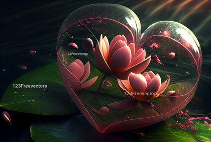 Lotus Flowers Valentines Heart Love Background