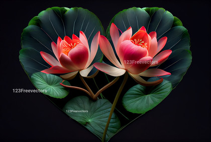 Lotus Flowers Valentines Heart Love Background