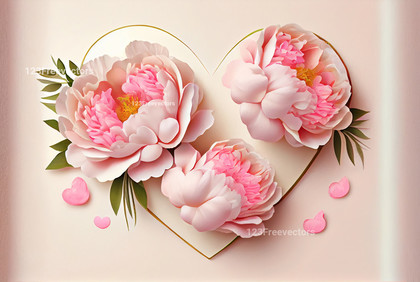 Peony Flowers Valentines Heart Love Background