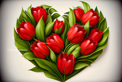 Tulip Flowers Valentines Heart Love Background