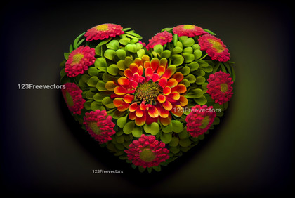 Zinnia Flowers Valentines Heart Shape