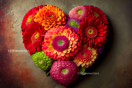 Zinnia Flowers Valentines Heart Shape