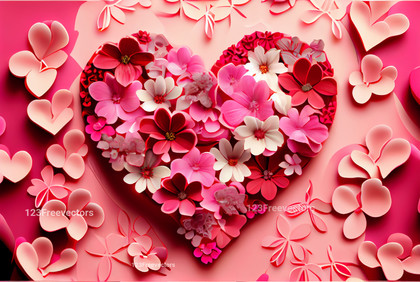 Valentines Background Flowers in Heart Shape