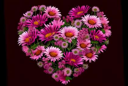 Aster Flowers Valentines Heart Love Background