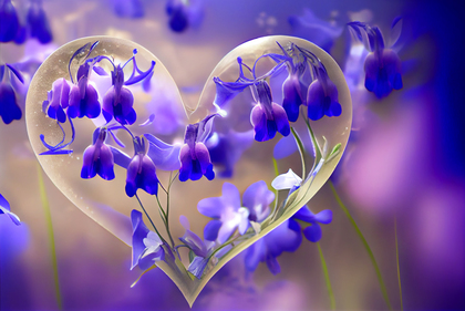 Bluebell Flowers Valentines Heart Love Background