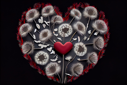 Dandelion Flowers Valentines Heart Love Background