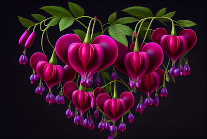 Fuchsia Flowers Valentines Heart Love Background