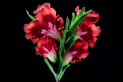 Gladiolus Flowers Valentines Heart Love Background