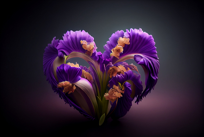 Iris Flowers Valentines Heart Love Background