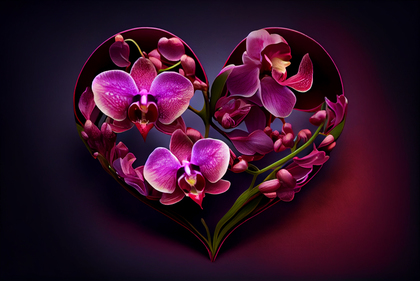 Orchid Flowers Valentines Heart Love Background