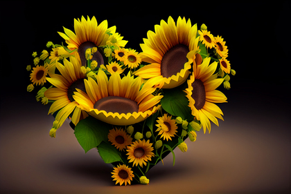 Sunflower Flowers Valentines Heart Love Background