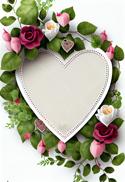 Valentines Flower Ornate White Background with Copy Space