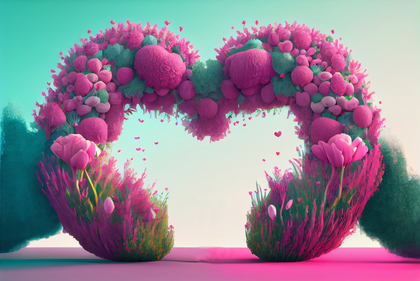 3D Valentine Background with Couple