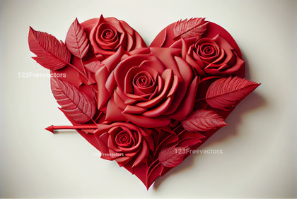 Romantic Red Rose Flowers Heart Shape