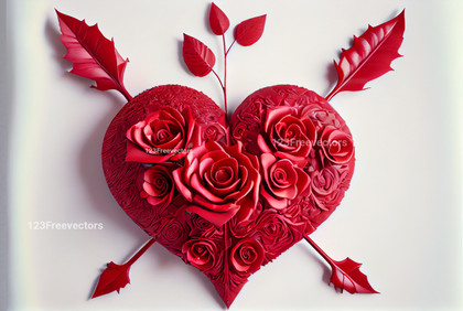 Romantic Red Rose Flowers Heart Shape