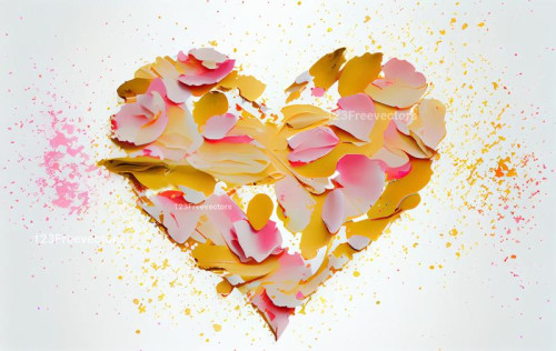 Rose Petals Exploded Heart Shape White Background