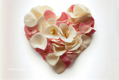 Rose Petals Heart Shape White Background