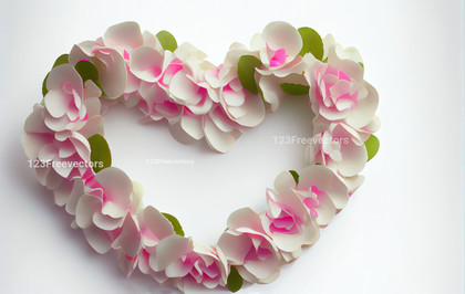 Rose Petals Heart Shape White Background