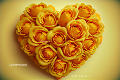 Yellow Rose Flowers Valentines Heart Shape