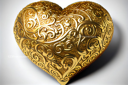 Ornate Gold Heart 3D