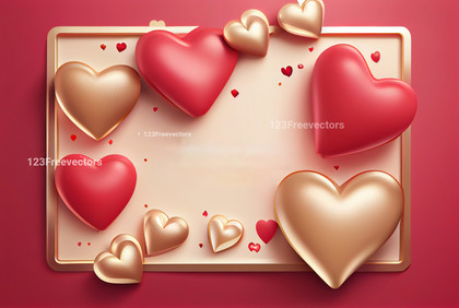 Valentines Day Background with 3D Gold Hearts