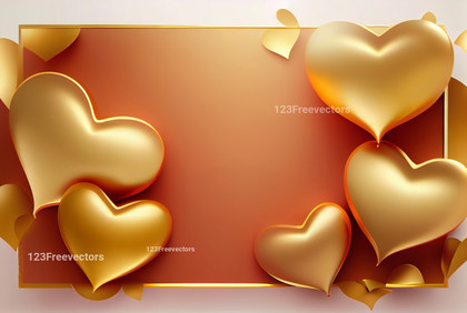 Valentines Day Background with 3D Golden Heart