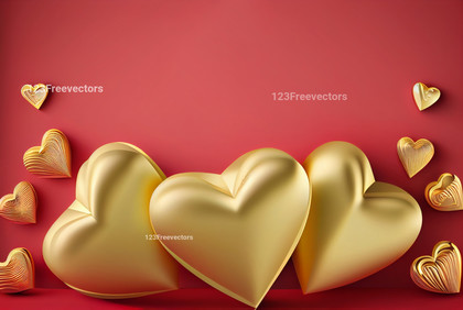 Valentines Day Background with 3D Golden Heart