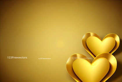 Valentines Day Background with Golden 3D Hearts