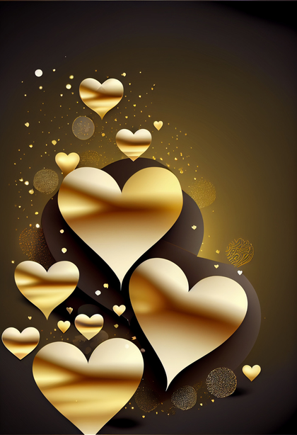 Valentines Day Background with Golden Heart
