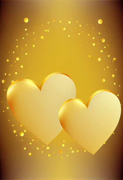 Valentines Day Background with Golden Heart