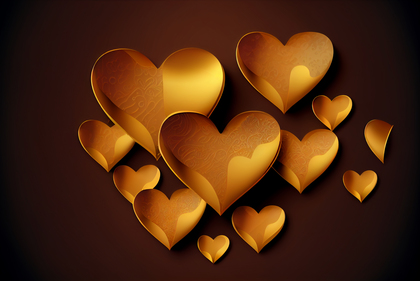 Golden 3D Hearts Valentines Day Background