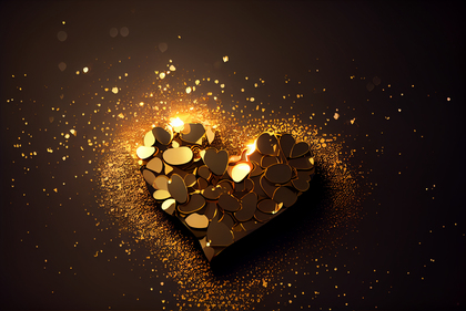 Valentines Day Golden Heart Background