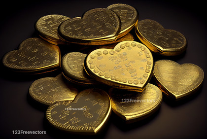 Gold Coins Heart Shape