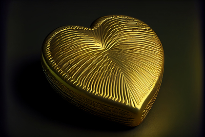 3D Realistic Gold Coins Heart Shape