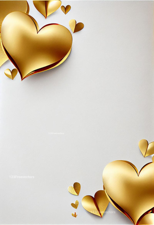 Gold Valentines Day Greetings White Background
