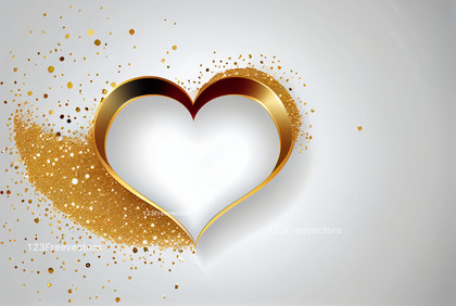 Gold Heart on White Background