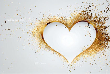 Valentine Gold Heart on White Background