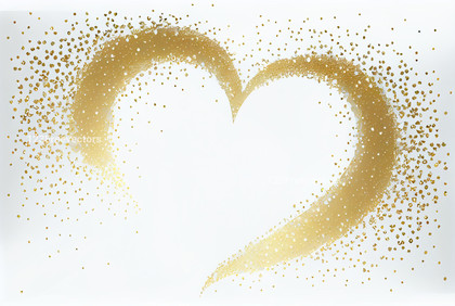 Gold Heart on White Background